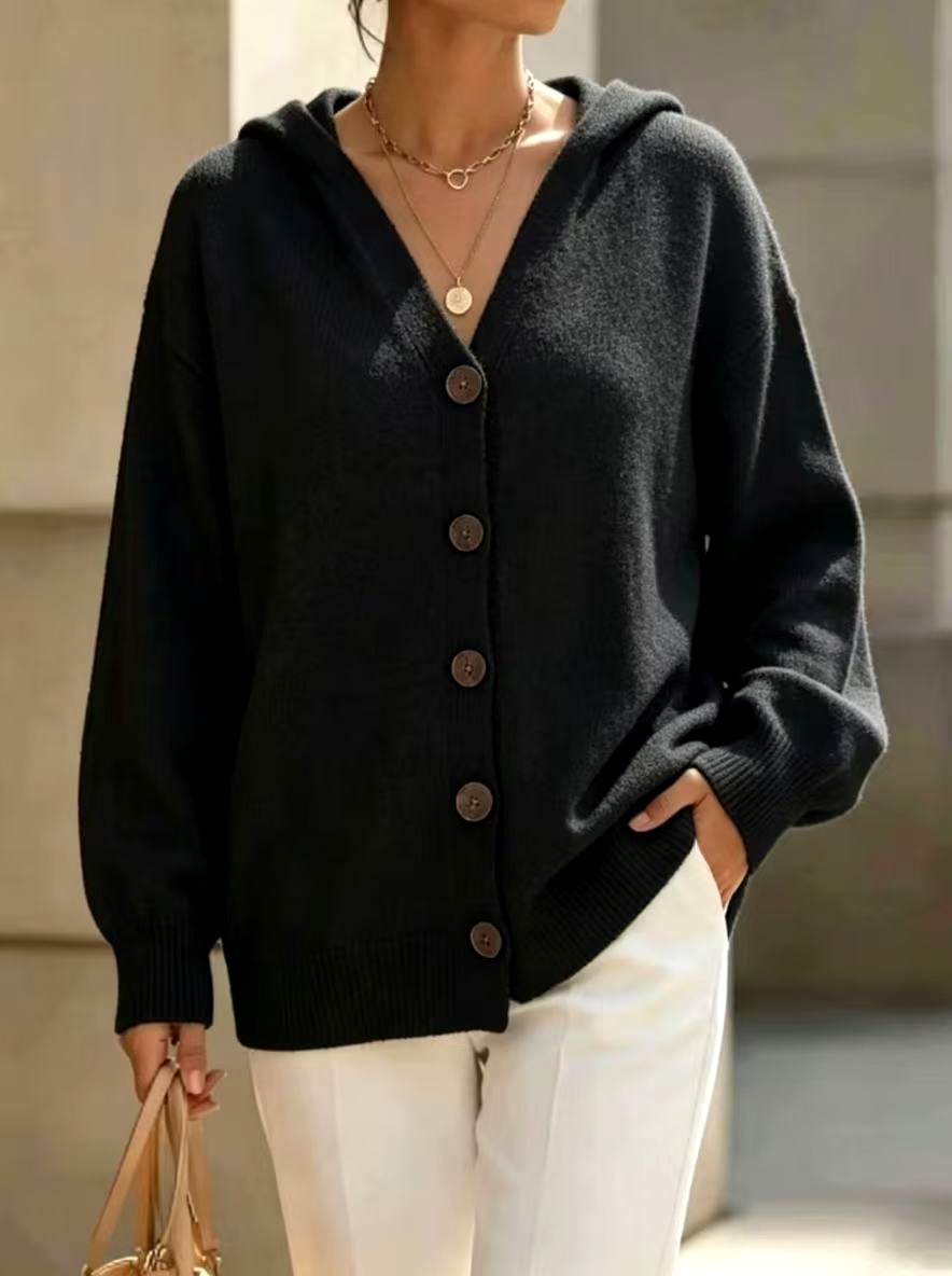 Chelsea - Women's Oversized Button-Front Hooded Cardigan 4