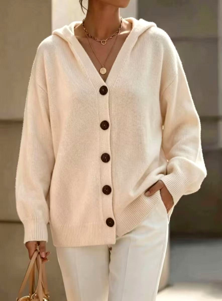 Chelsea - Women's Oversized Button-Front Hooded Cardigan 5