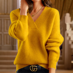 Chin - Women's Knitted V-neck Long Sleeve Pullover 5