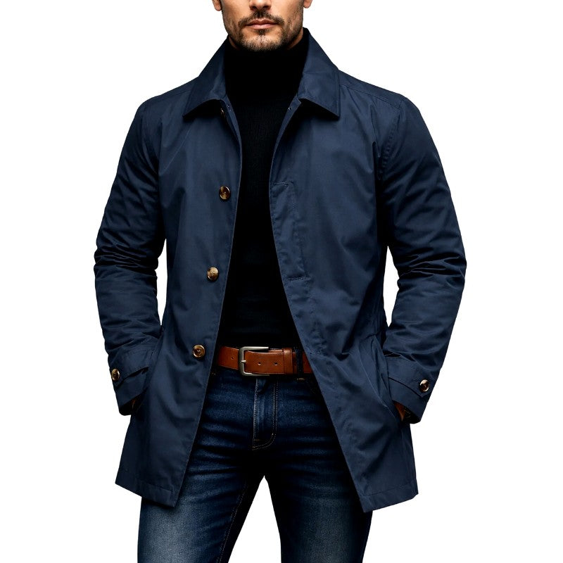 Chuck - Men's Mid-Length Button Front Raincoat 1