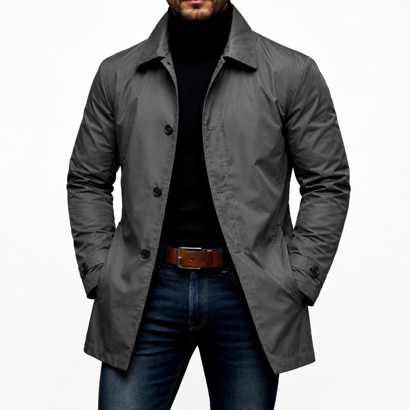 Chuck - Men's Mid-Length Button Front Raincoat 2