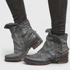 Ciara - Women's Fold-Over Ankle Boots with Stud Hardware