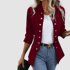 Clara - Women's Double-Breasted Blazer with Silver Button Front