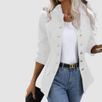 Clara - Women's Double-Breasted Blazer with Silver Button Front