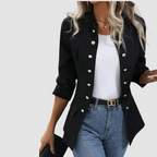 Clara - Women's Double-Breasted Blazer with Silver Button Front