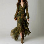 Claudette - Women's Floral Long Sleeve High-Low Maxi Dress 1