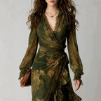 Claudette - Women's Floral Long Sleeve High-Low Maxi Dress 3