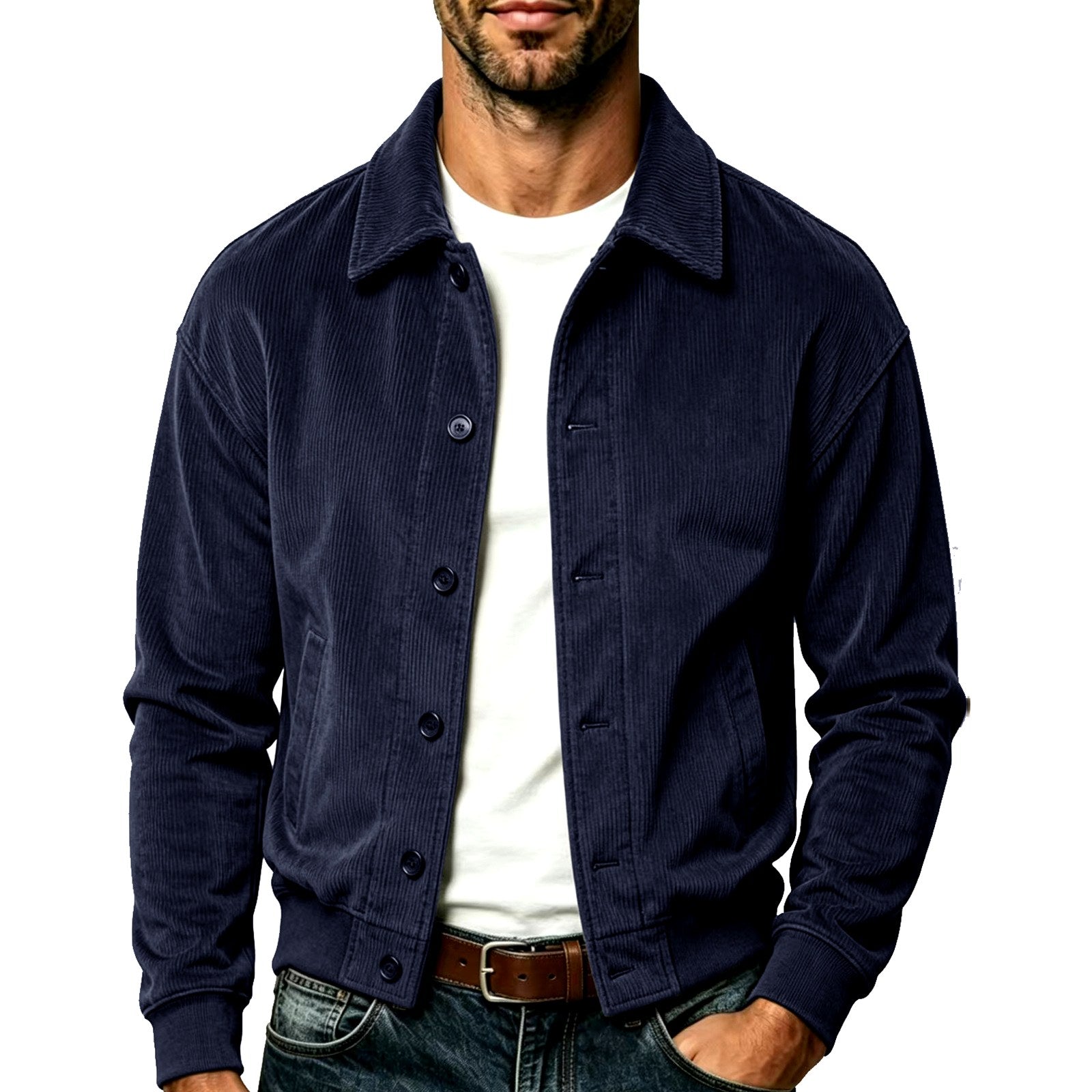 Clayton - Men's Corduroy Collared Bomber Jacket 3