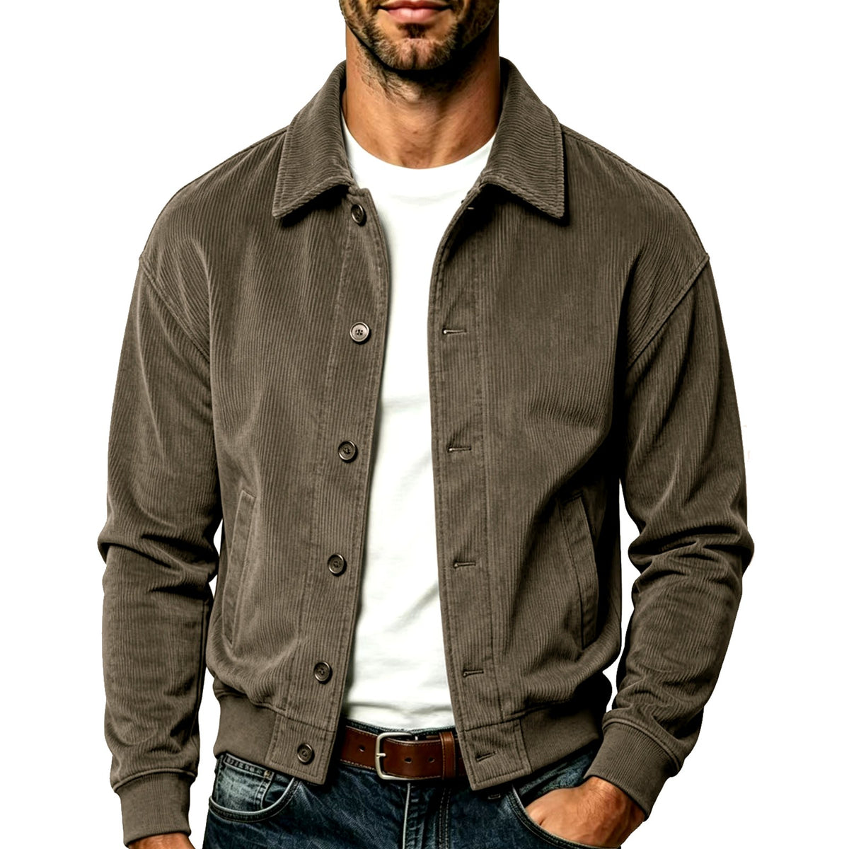 Clayton - Men's Corduroy Collared Bomber Jacket 4