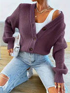 Clementine - Women's Button-Front Ribbed Cardigan