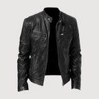 Colin -Men's Zip-Front Leather Jacket with Chest Pockets