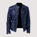 Colin -Men's Zip-Front Leather Jacket with Chest Pockets