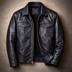 Colton - Men's Vintage Leather Jacket with Chest Pockets