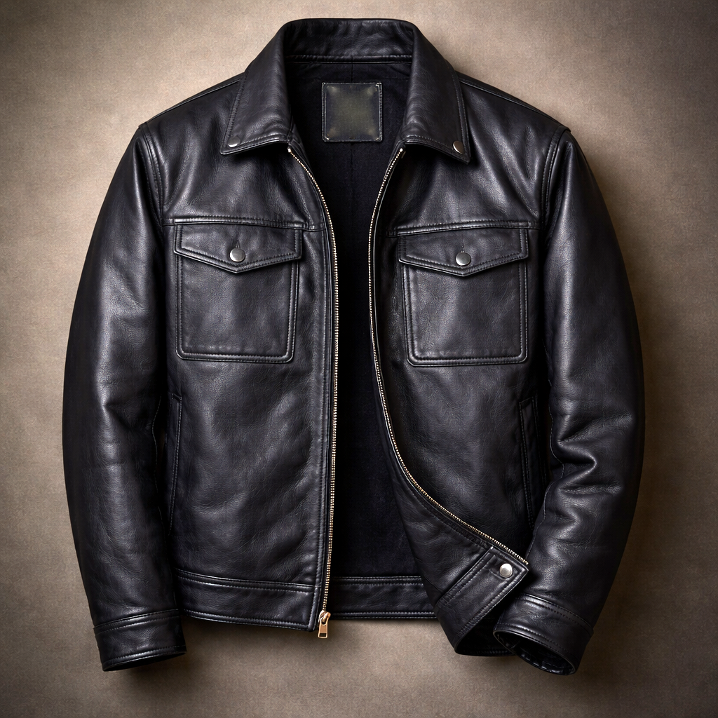 Colton - Men's Vintage Leather Jacket with Chest Pockets