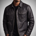 Colton - Men's Vintage Leather Jacket with Chest Pockets