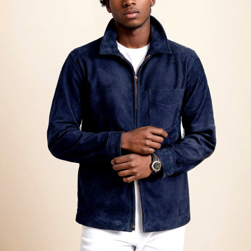 Colton - Men's Faux Suede Zip-Up Collared Jacket 6