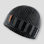 Copenhagen - Ribbed Knit Beanie with Contrast Stripe Band