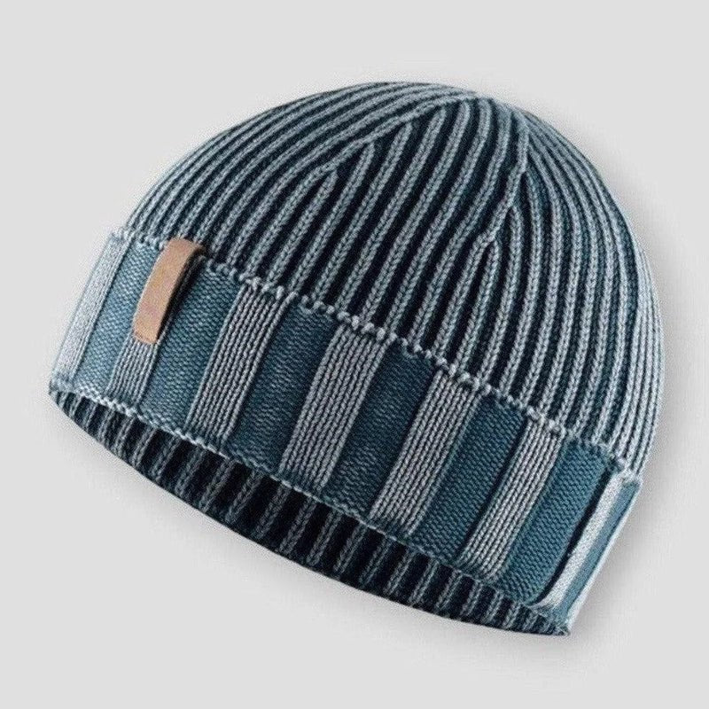Copenhagen - Ribbed Knit Beanie with Contrast Stripe Band