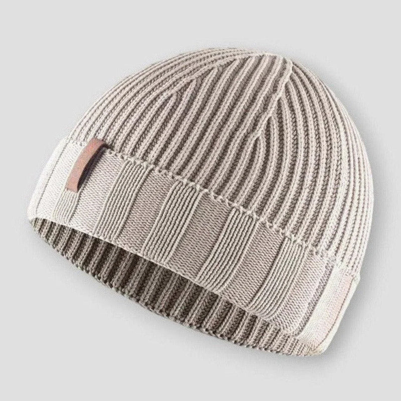 Copenhagen - Ribbed Knit Beanie with Contrast Stripe Band