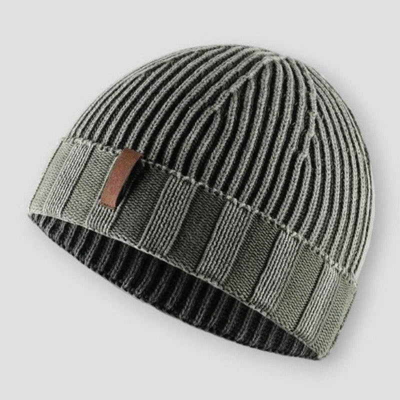 Copenhagen - Ribbed Knit Beanie with Contrast Stripe Band