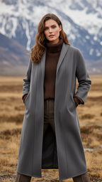 Cordova - Women's Longline Coat with Notch Collar