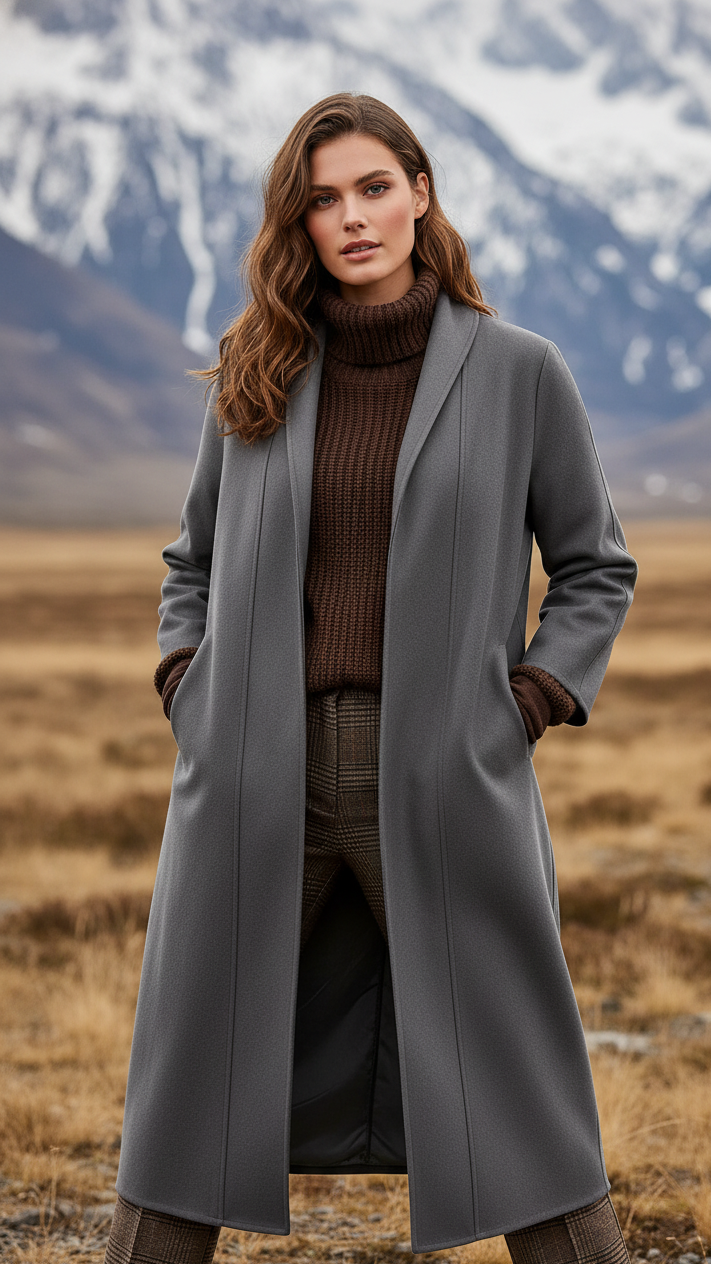 Cordova - Women's Longline Coat with Notch Collar