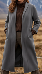 Cordova - Women's Longline Coat with Notch Collar
