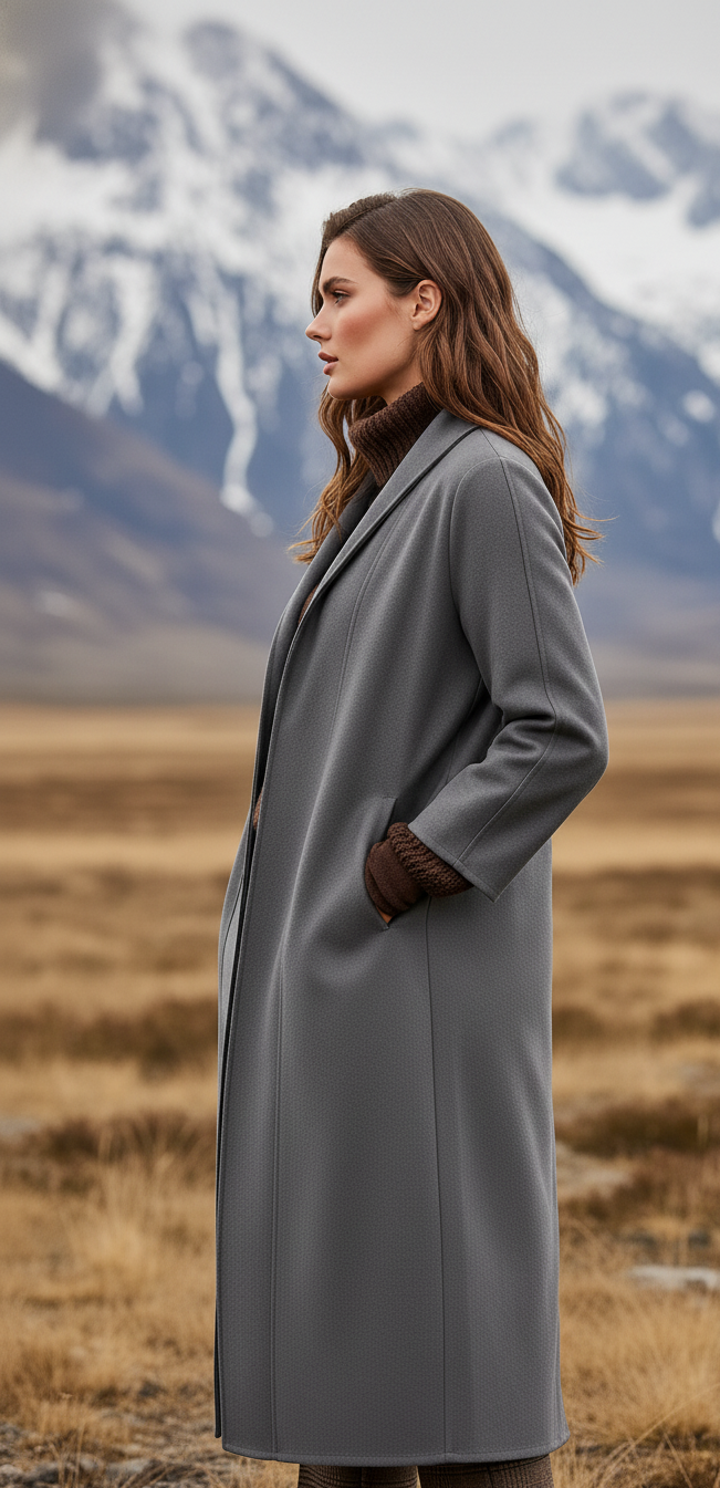 Cordova - Women's Longline Coat with Notch Collar