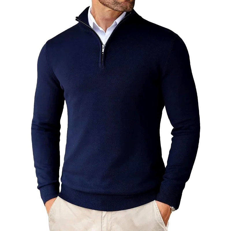 Cornelius - Men's Quarter Zip Mock Neck Knit Sweater 3