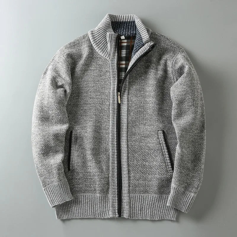 Corvin - Men's Textured Full-Zip Cardigan with Hand Pockets