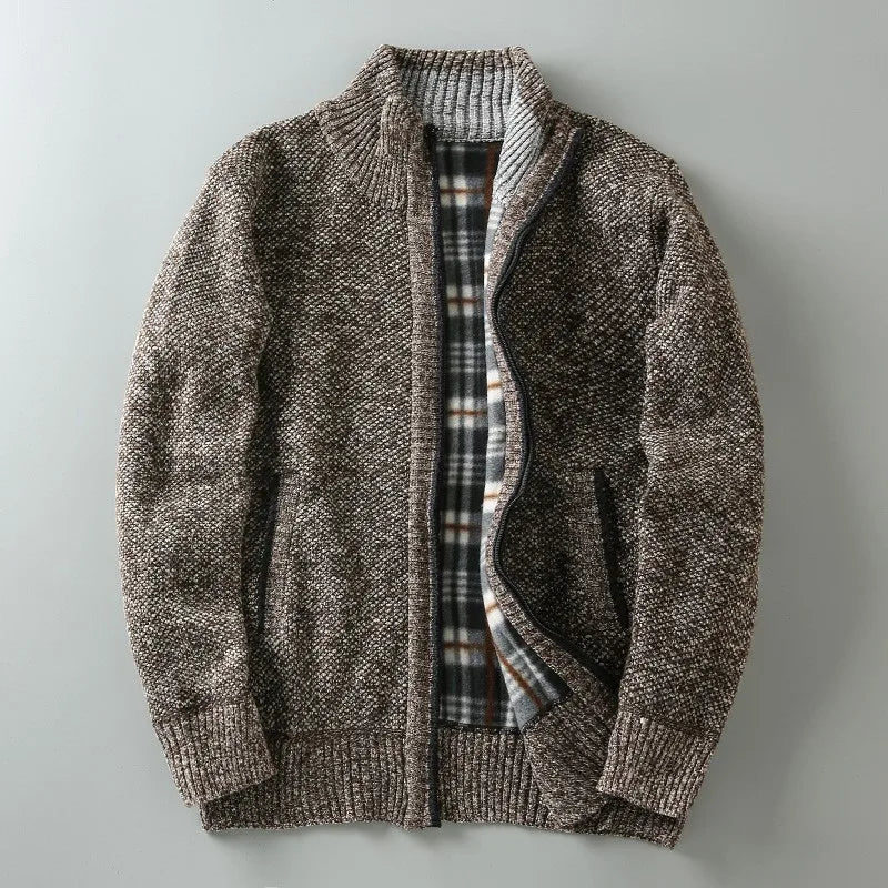 Corvin - Men's Textured Full-Zip Cardigan with Hand Pockets