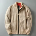 Corvin - Men's Textured Full-Zip Cardigan with Hand Pockets