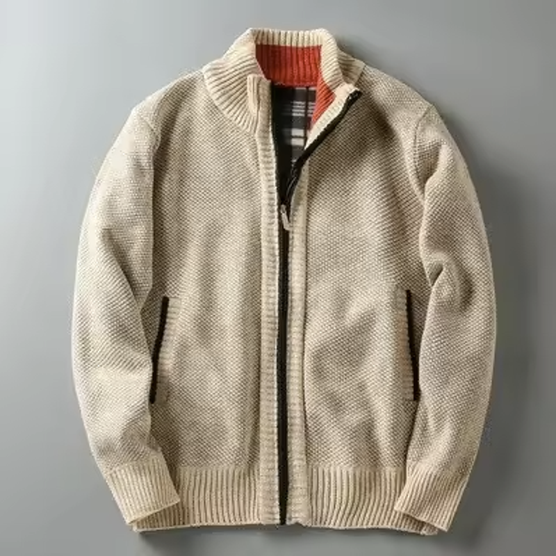 Corvin - Men's Textured Full-Zip Cardigan with Hand Pockets