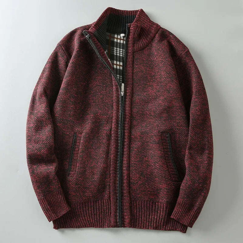 Corvin - Men's Textured Full-Zip Cardigan with Hand Pockets