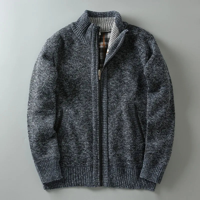 Corvin - Men's Textured Full-Zip Cardigan with Hand Pockets