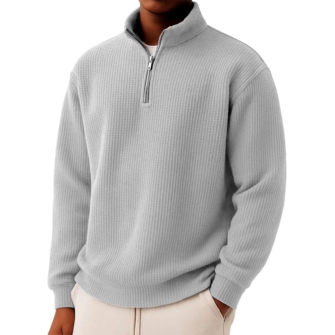 Cristobal - Men's Waffle Knit Quarter-Zip Sweater 1