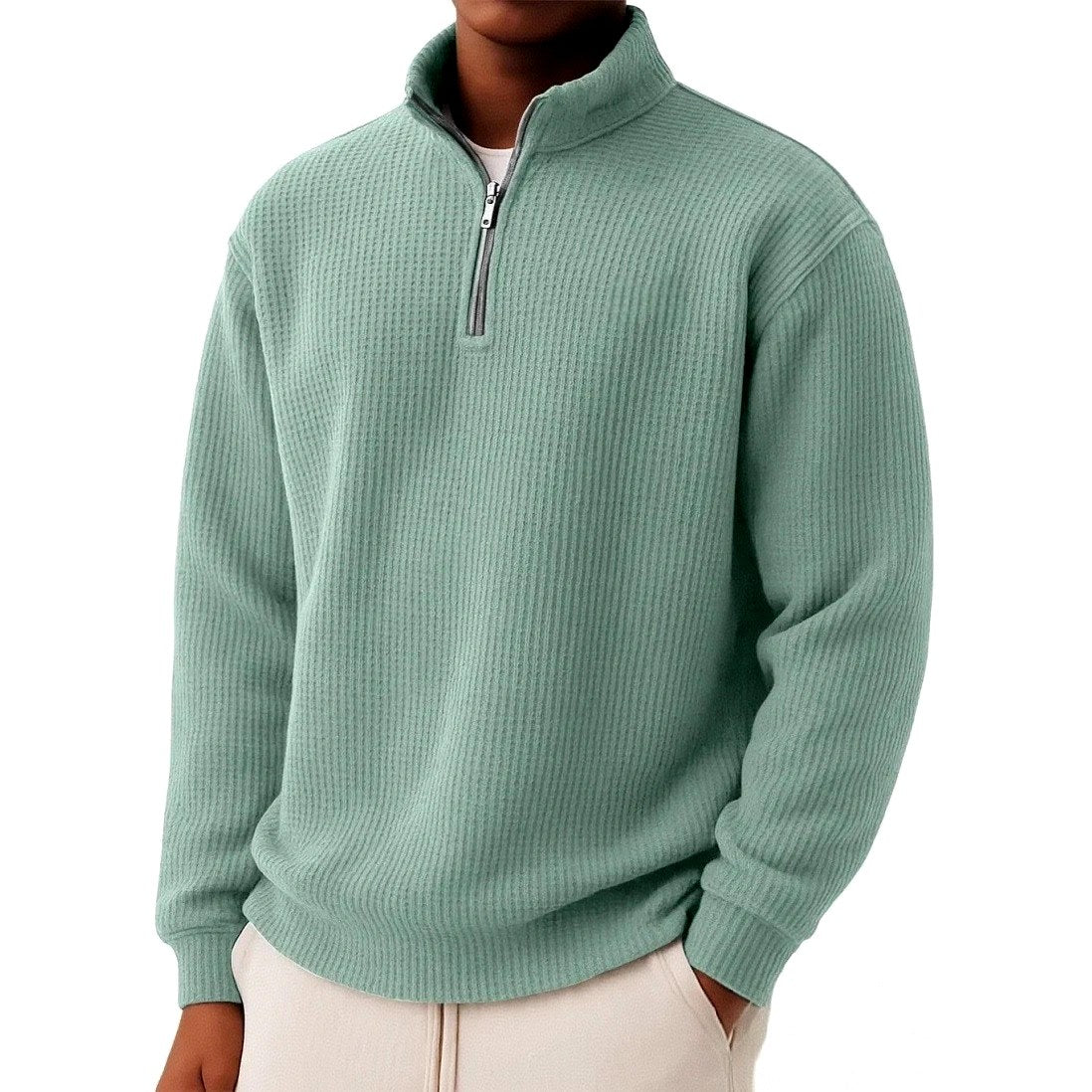Cristobal - Men's Waffle Knit Quarter-Zip Sweater 4