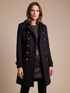 Dahlia - Women's Double-Breasted Wool Coat with Buttons
