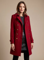 Dahlia - Women's Double-Breasted Wool Coat with Buttons