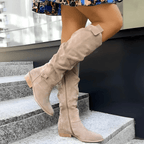 Daisy - Women's Suede Knee-High Boots with Side Zipper