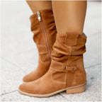 Daisy - Women's Suede Knee-High Boots with Side Zipper