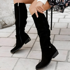 Daisy - Women's Suede Knee-High Boots with Side Zipper