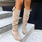 Daisy - Women's Suede Knee-High Boots with Side Zipper