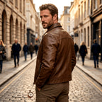Dean - Men's Leather Trucker Jacket with Chest Pockets 3