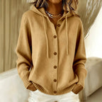 Delaney - Women's Button-Front Knit Hooded Cardigan 2