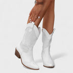 Delilah - Women's Perforated Suede Knee-High Boots