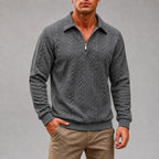 Dennis - Men's Cable Knit Quarter-Zip Collared Sweater 5