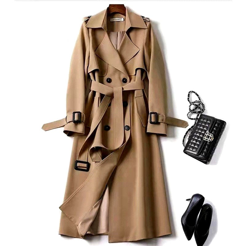Dianne - Women’s Belted Longline Double-Breasted Trench Coat 1