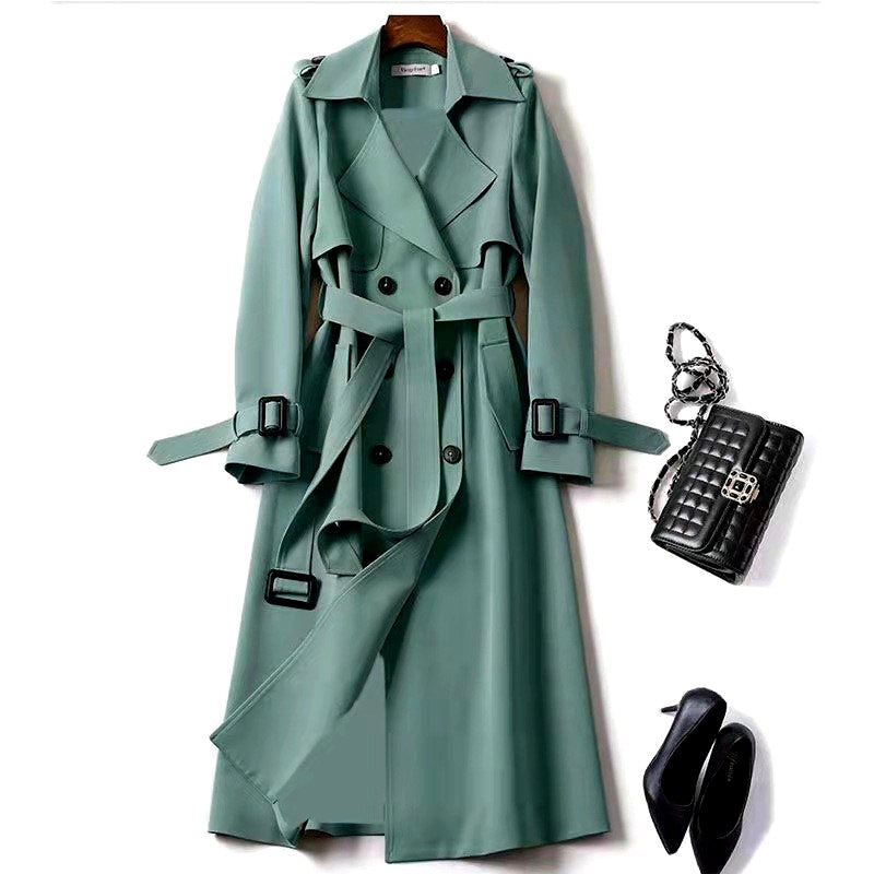 Dianne - Women’s Belted Longline Double-Breasted Trench Coat 5