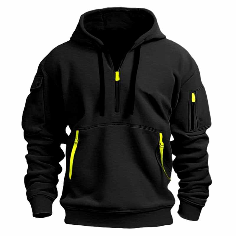 Dominic - Men's Half-Zip Hoodie Sweatshirt with Cargo Pockets